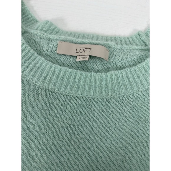Ann Taylor LOFT‎ Sweater Womens Small Pullover Long Sleeve Green Crochet Sleeves - Picture 7 of 9